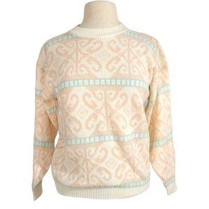80s Vintage Blush Pink & Blue Retro Sweater